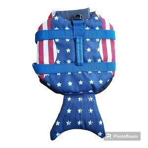 American Flag Mermaid Dog Life Jacket - Stylish Safety for Water Adventures - XS